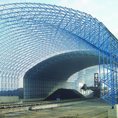 Estructura de techo de almacén personalizada con altura de barrera para carga de viento y canaletas