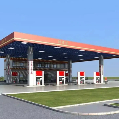 El toldo del surtidor de gasolina Q345 estructura el doblez del tejado de la construcción 150m m de la gasolinera