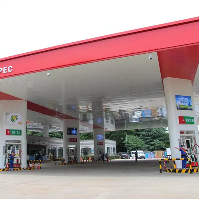 Q345 prefabricó el tejado de la estructura de acero EPS del toldo de la gasolinera
