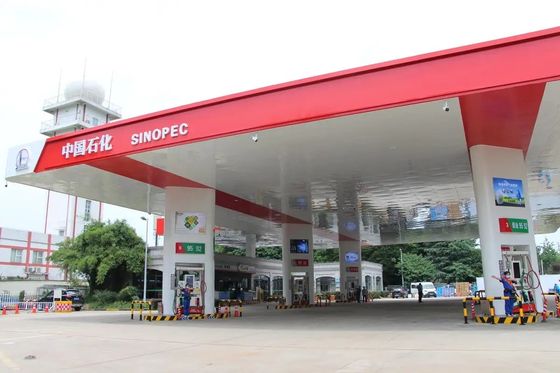 Estructuras de acero espaciales para cubiertas Gasolineras Sistemas de techado para estaciones de peaje ISO GB