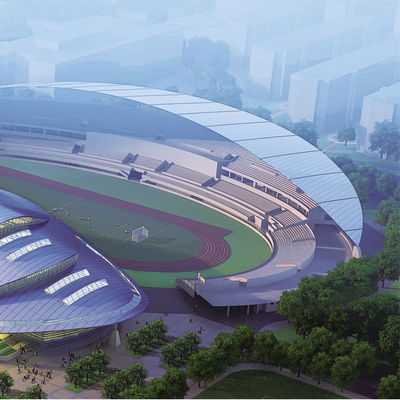 S355JR curvó el acero del estadio del tejado estructura la soldadura irregular