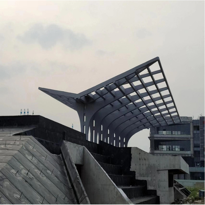 Diseño de forma arquitectónica del logotipo del techo de la estructura de acero del portal prefabricado