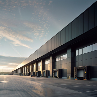 Construcciones prefabricadas de acero con techo de metal duradero con mecanismo de rodillo motorizado para almacén o garaje