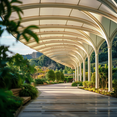Estructura de membrana de tensión de ETFE y PTFE para formas arquitectónicas elegantes