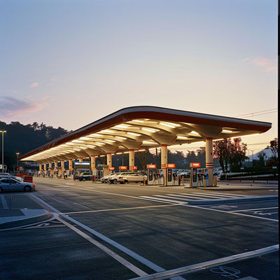 Estructuras de acero espaciales para cubiertas Gasolineras Sistemas de techado para estaciones de peaje ISO GB