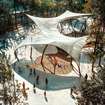 Estructura de membrana de tensión para patios infantiles Espacios al aire libre seguros y divertidos